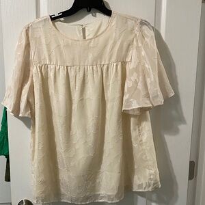 Chic Cream Floral Blouse for Women